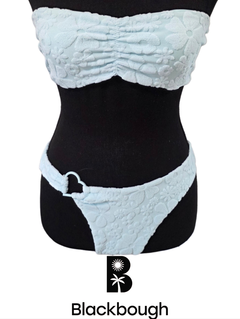 Blackbough Light Blue Bandeau Textured Bikini Set